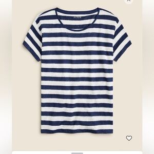 NWT J Crew Striped Navy & White Relaxed Linen T-Shirt, XL